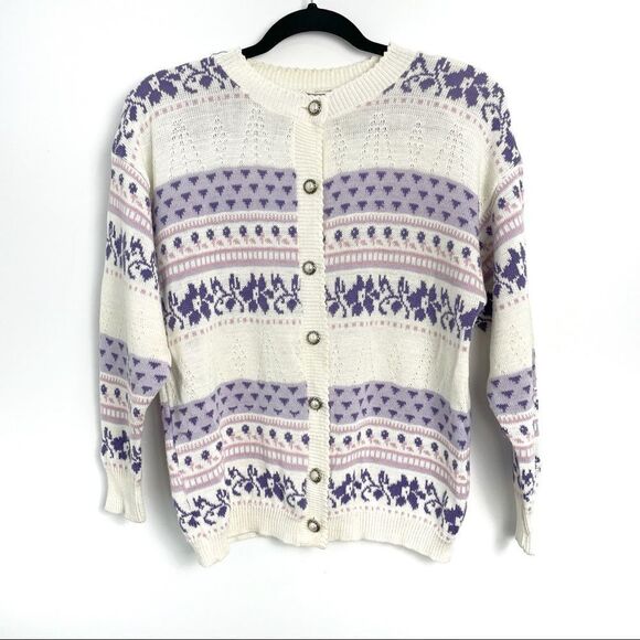 Vintage 90’s Pastel Pointelle Knit Cardigan - Picture 12 of 14